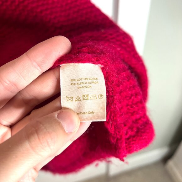 Free People All Mine Sweater Oversized Alpaca in Raspberry Boho V-Neck Medium - Picture 5 of 7